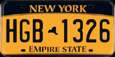 NY license plate HGB1326