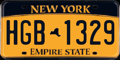 NY license plate HGB1329