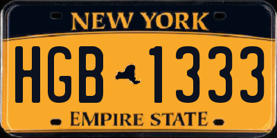 NY license plate HGB1333