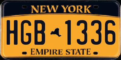 NY license plate HGB1336