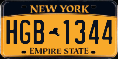 NY license plate HGB1344