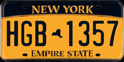 NY license plate HGB1357