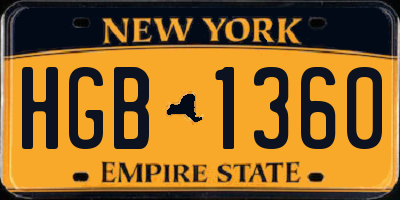 NY license plate HGB1360