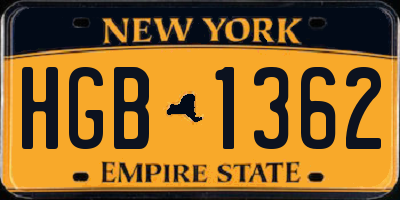 NY license plate HGB1362
