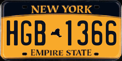 NY license plate HGB1366