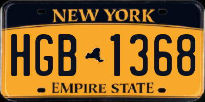 NY license plate HGB1368