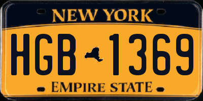 NY license plate HGB1369
