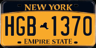 NY license plate HGB1370