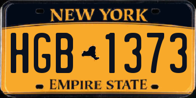 NY license plate HGB1373