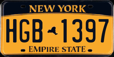 NY license plate HGB1397