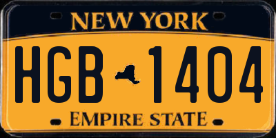 NY license plate HGB1404