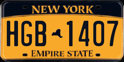 NY license plate HGB1407