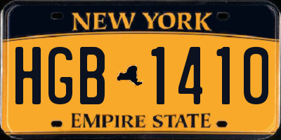 NY license plate HGB1410