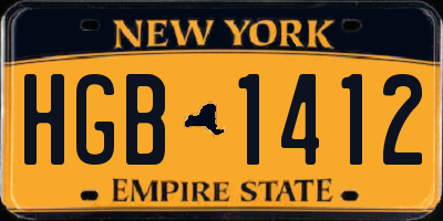 NY license plate HGB1412