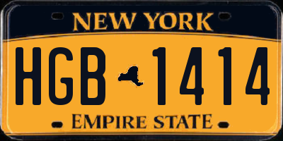 NY license plate HGB1414