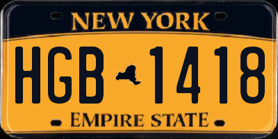 NY license plate HGB1418