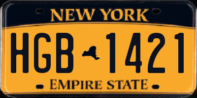 NY license plate HGB1421