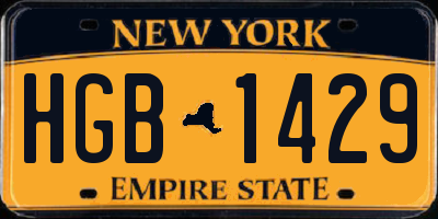 NY license plate HGB1429