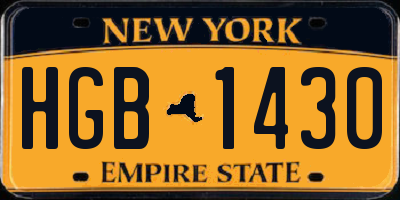 NY license plate HGB1430