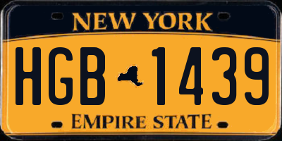 NY license plate HGB1439