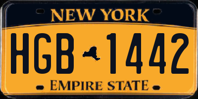 NY license plate HGB1442