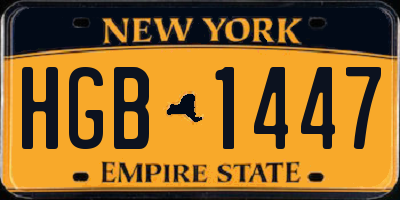 NY license plate HGB1447