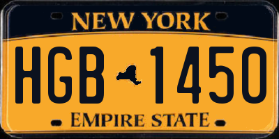 NY license plate HGB1450