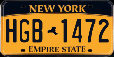 NY license plate HGB1472