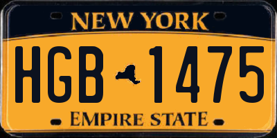 NY license plate HGB1475