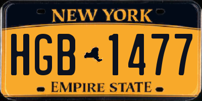 NY license plate HGB1477