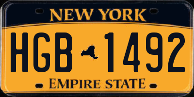NY license plate HGB1492