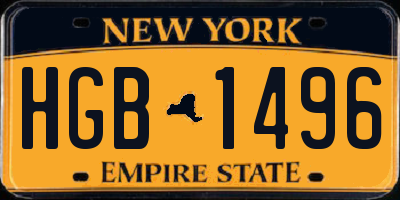 NY license plate HGB1496