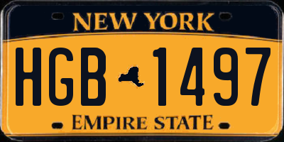 NY license plate HGB1497