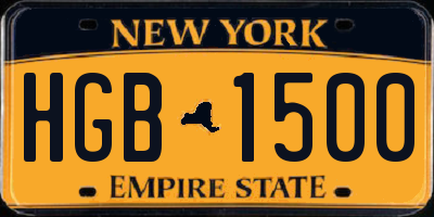 NY license plate HGB1500