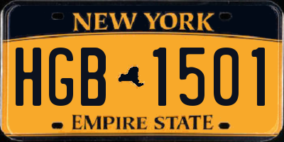 NY license plate HGB1501