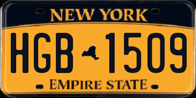 NY license plate HGB1509