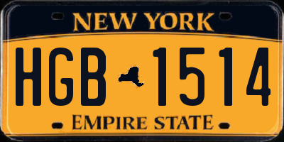 NY license plate HGB1514
