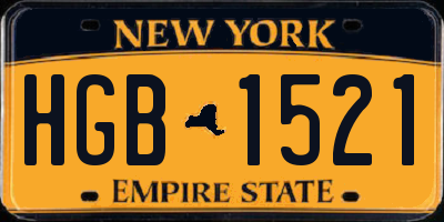 NY license plate HGB1521