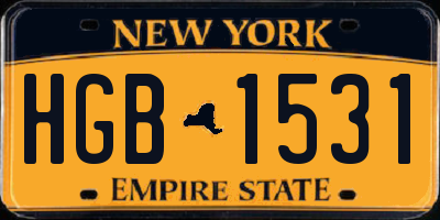 NY license plate HGB1531