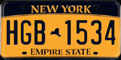 NY license plate HGB1534