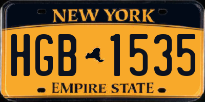 NY license plate HGB1535