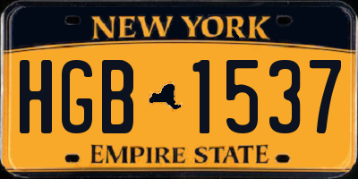 NY license plate HGB1537