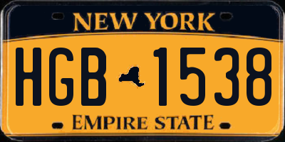 NY license plate HGB1538