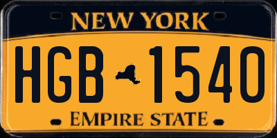 NY license plate HGB1540