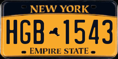 NY license plate HGB1543