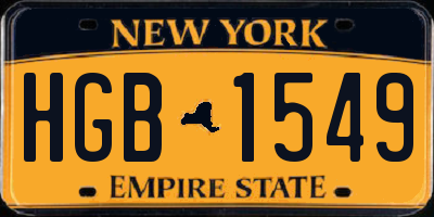 NY license plate HGB1549