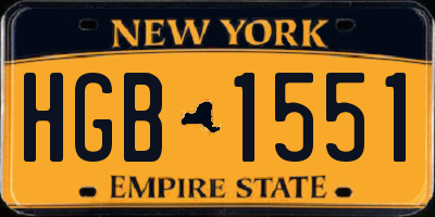NY license plate HGB1551