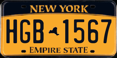 NY license plate HGB1567