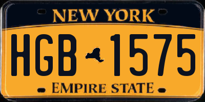 NY license plate HGB1575