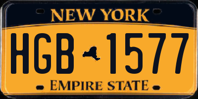 NY license plate HGB1577